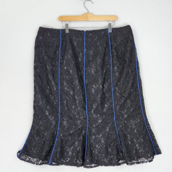 Ashro Skirt Womens 20 Black Blue Lace A Line Trumpet Classic Pleated Flare - Picture 7 of 13